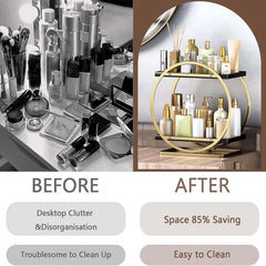 2 Tier Bathroom Countertop Makeup Organizer - Golden