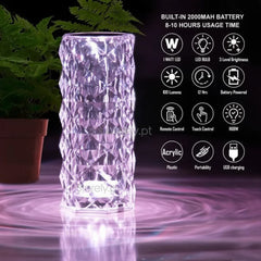 Diamond Rose Crystal Lamp 16 Color Changing with remote