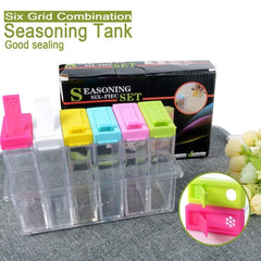 Transparent Spice Jar Colorful Lid Seasoning Box Set of 6pcs