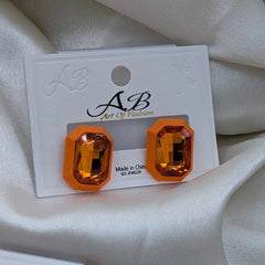 Rectangular Faceted Crystal Stud Earrings