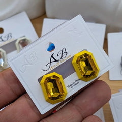 Rectangular Faceted Crystal Stud Earrings