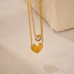 Stainless Steel Heart Double Layer Chain