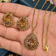 Zircon Locket Set – Locket & Earrings