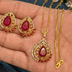 Zircon Locket Set – Locket & Earrings