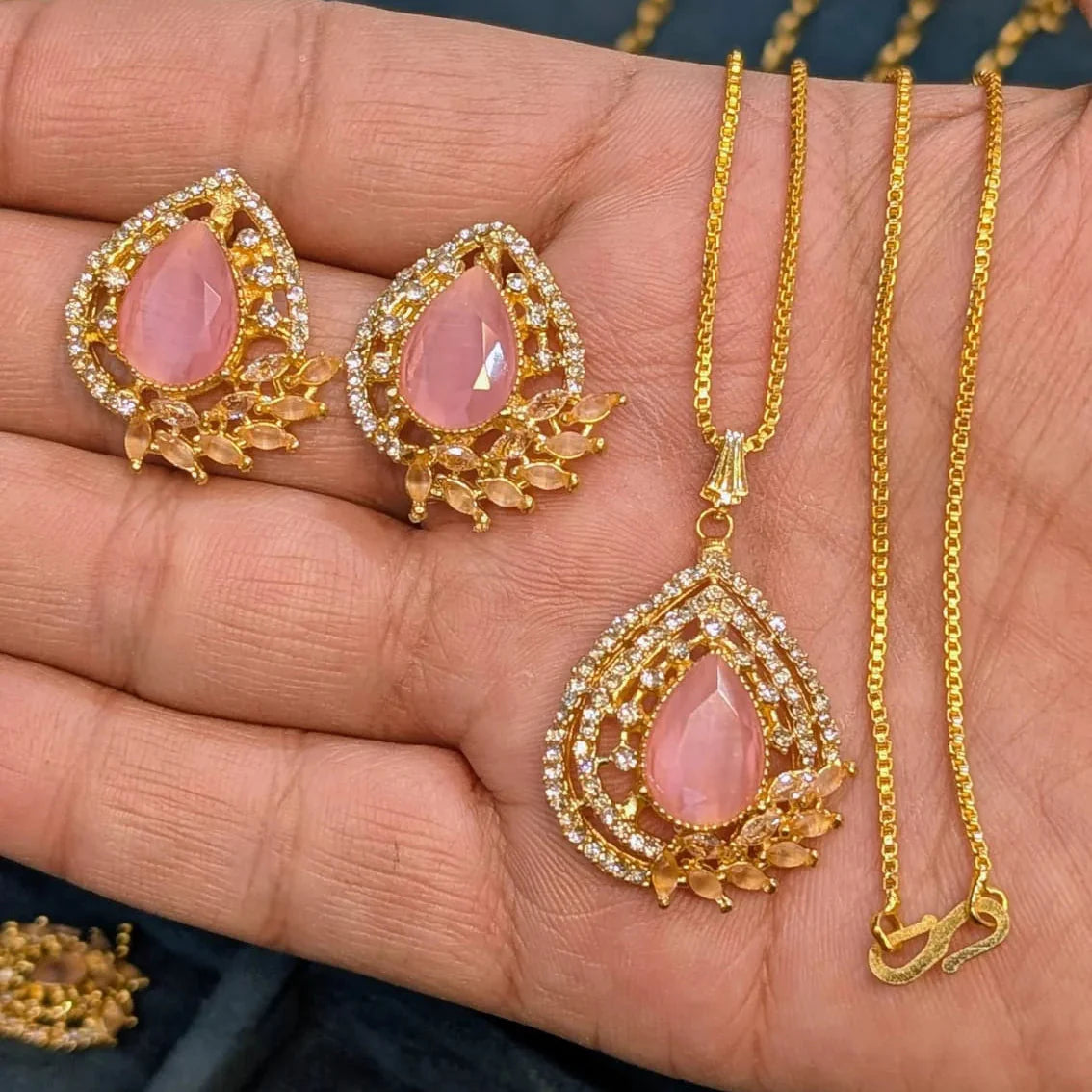 Zircon Locket Set – Locket & Earrings