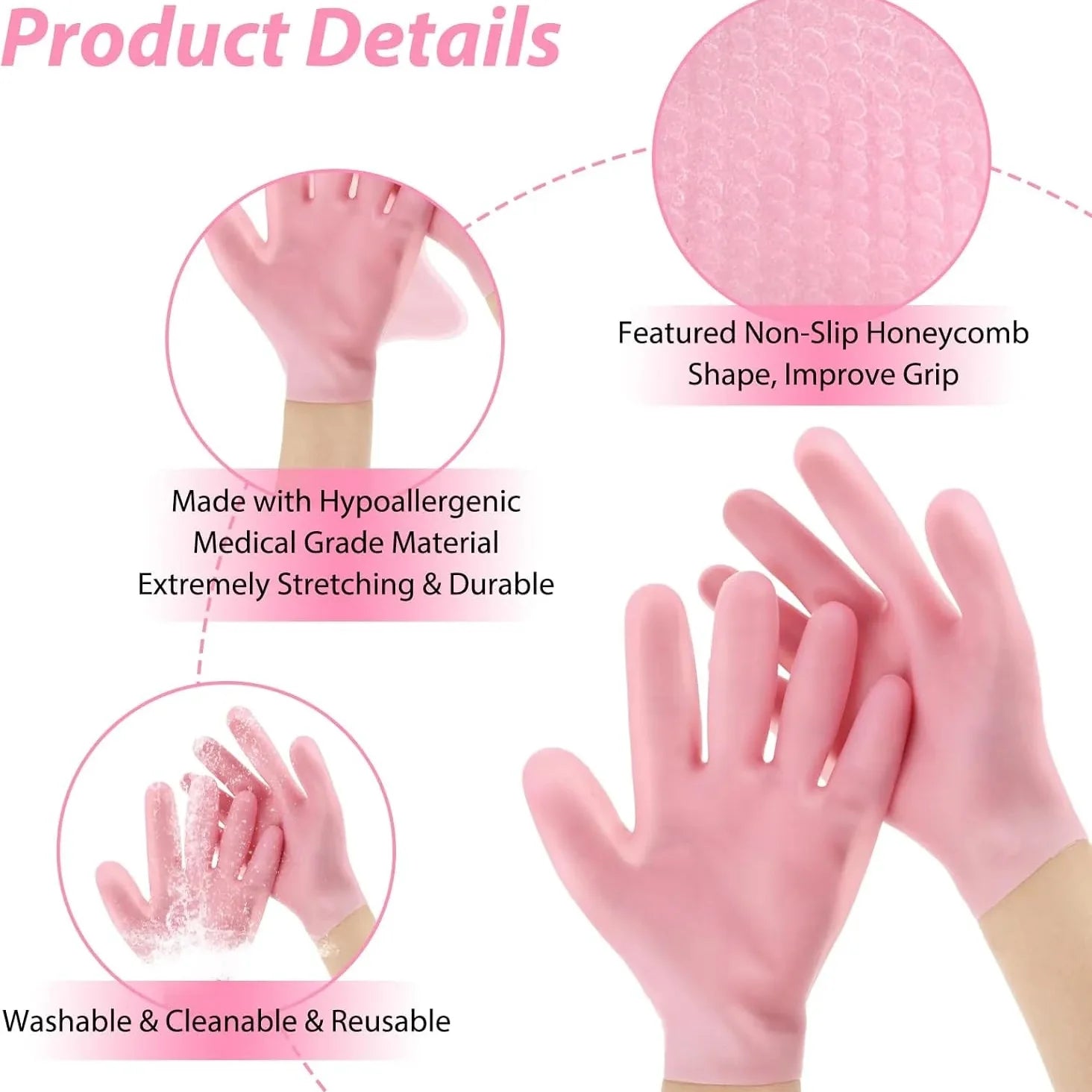 1 Pair Reusable Gel Silicone Hand Gloves