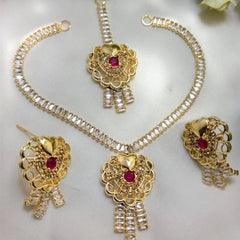 Zircon Heart Shape Necklace Set – Elegant AD Jewelry