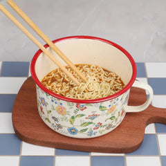 Thick Painted Porcelain Soup Bowls with Handles and Lids