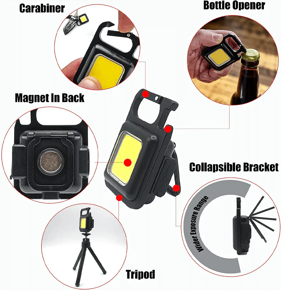 Mini Keychain Flashlights -  4 Light Modes Rechargeable Keychain Light