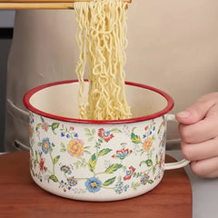 Thick Painted Porcelain Soup Bowls with Handles and Lids