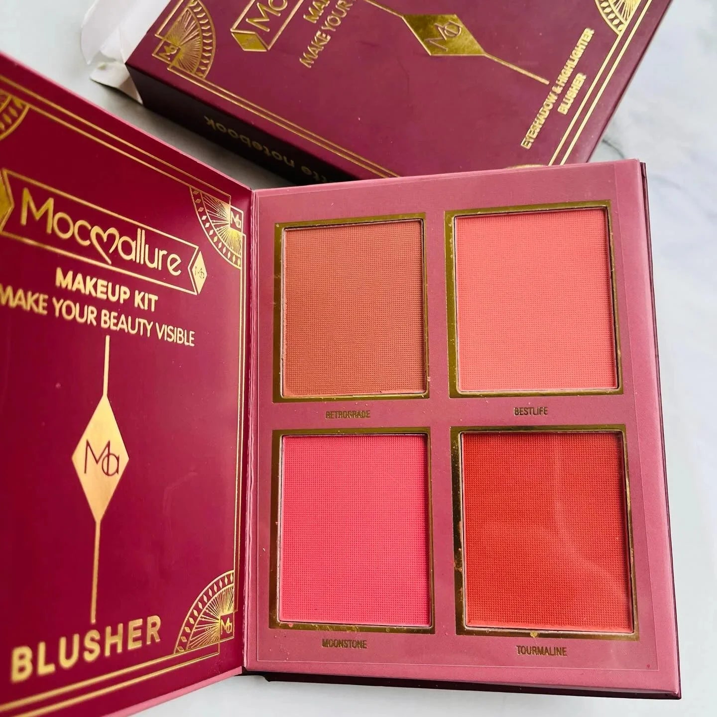 Mocallure 3 in 1 Makeup Kit Mini Palette Notebook Eyeshadow, Highlighter & Blusher