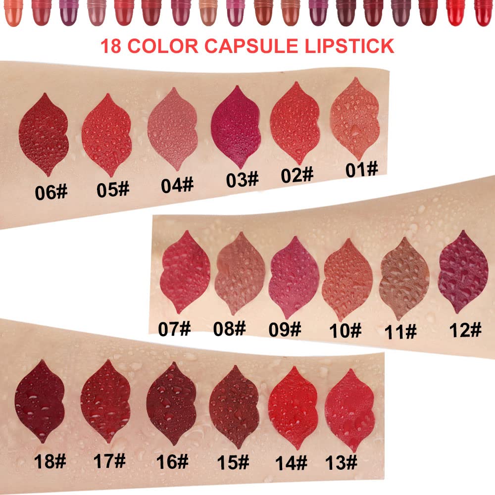 18Pcs Mini Pills Lipstick Capsule Set for Women
