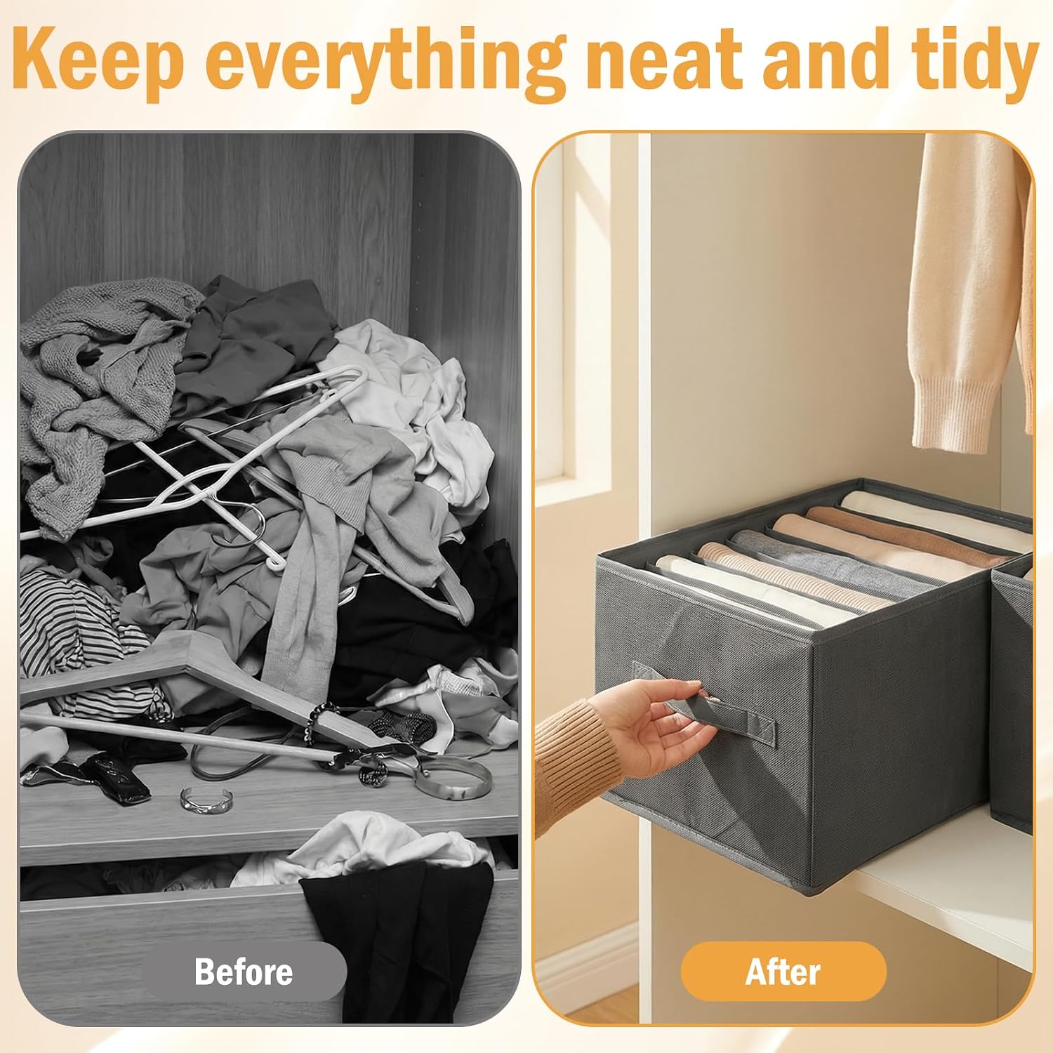 Clothes Organizer with Handle 7 Grids