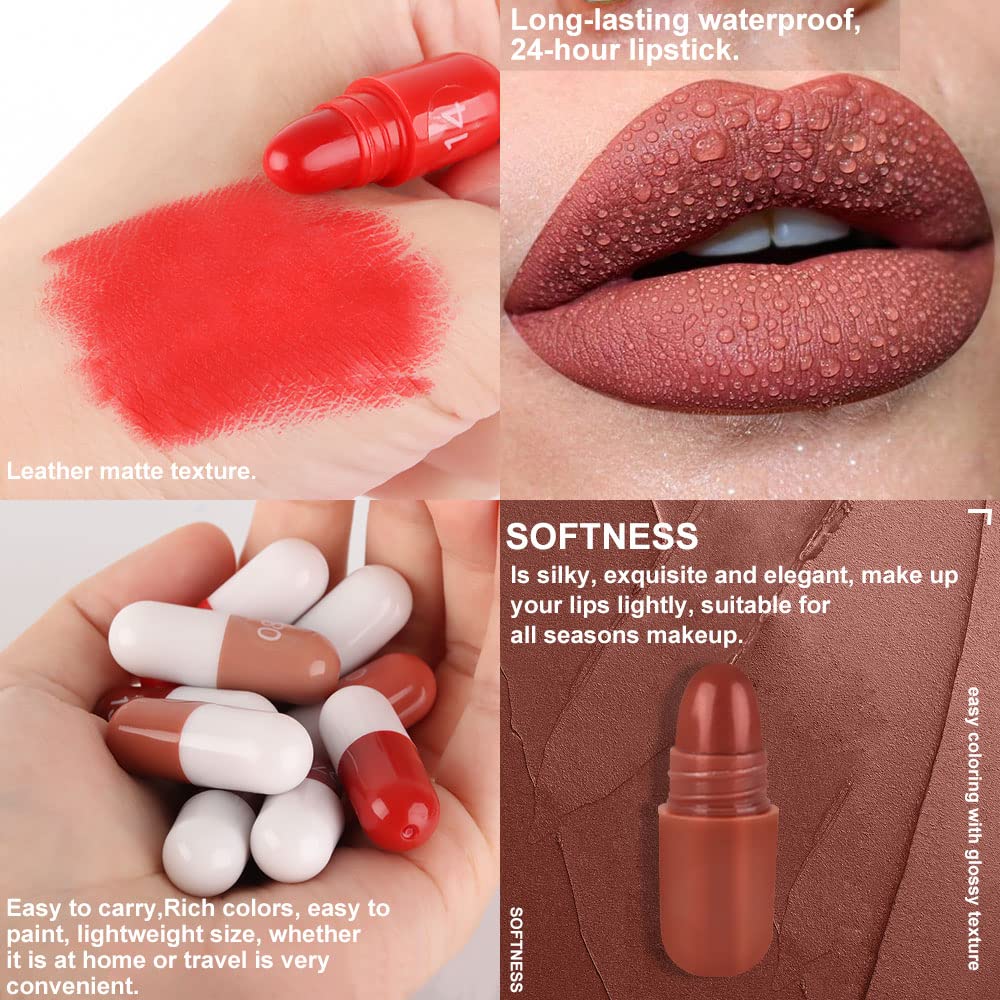 18Pcs Mini Pills Lipstick Capsule Set for Women