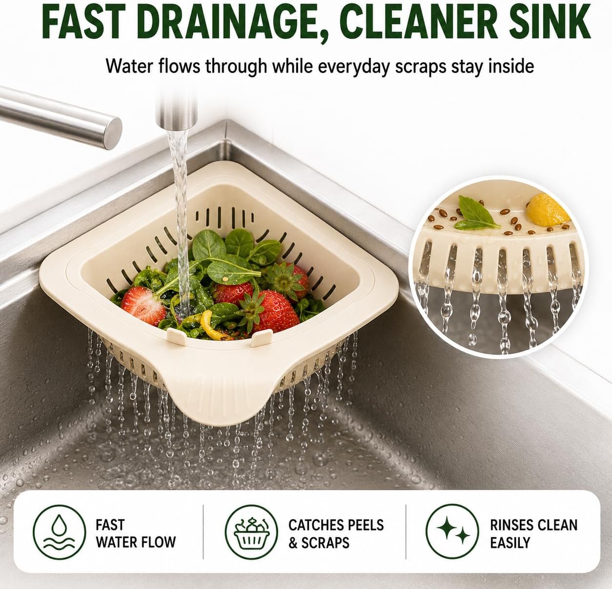 Magnetic Triangle Sink Strainer Basket