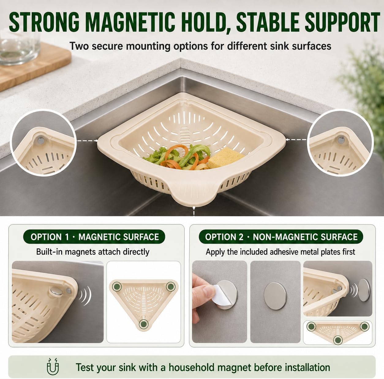 Magnetic Triangle Sink Strainer Basket