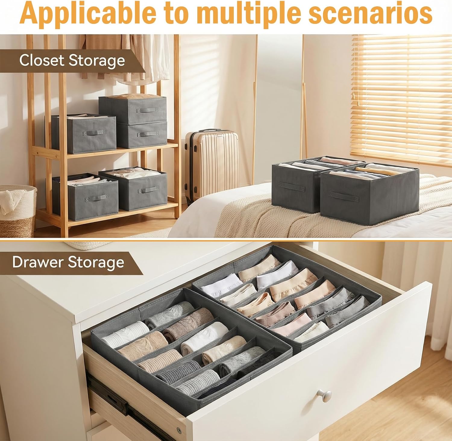 Clothes Organizer with Handle 7 Grids