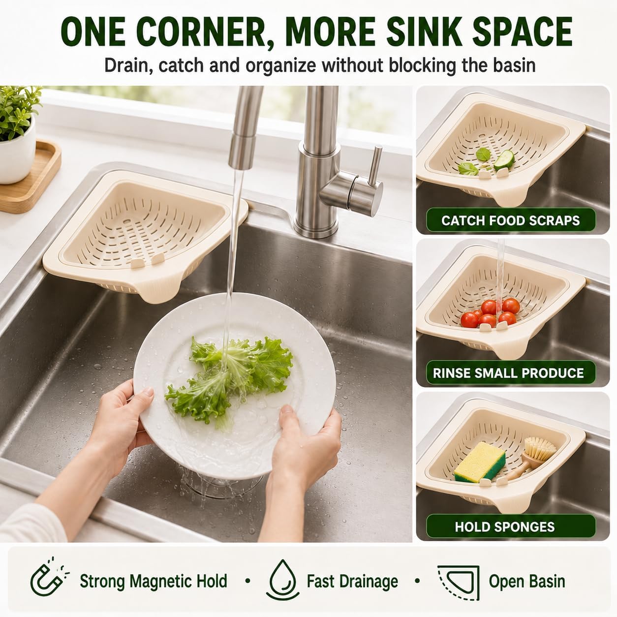 Magnetic Triangle Sink Strainer Basket