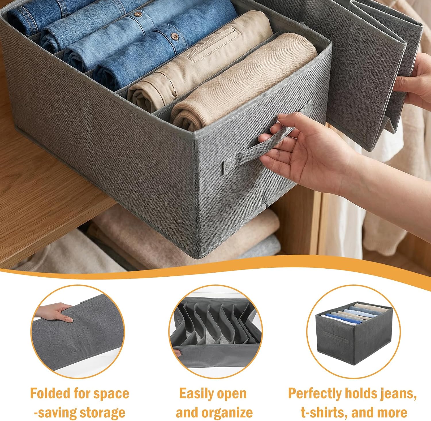 Clothes Organizer with Handle 7 Grids