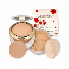 MISS ROSE (3 in 1) Professional 3D Pearl Whitening Compact & Loose Powder - 45g