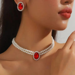 Pearl & Crystal Rhinestone Jewelry Set