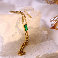 Stainless Steel Green Stone Bracelet