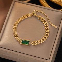 Stainless Steel Green Stone Bracelet