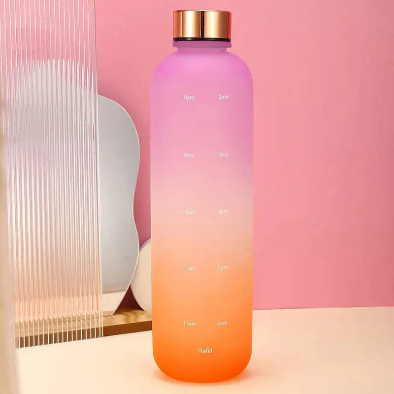 Colorful Gradient Steel Cover with Time Scale Water bottle