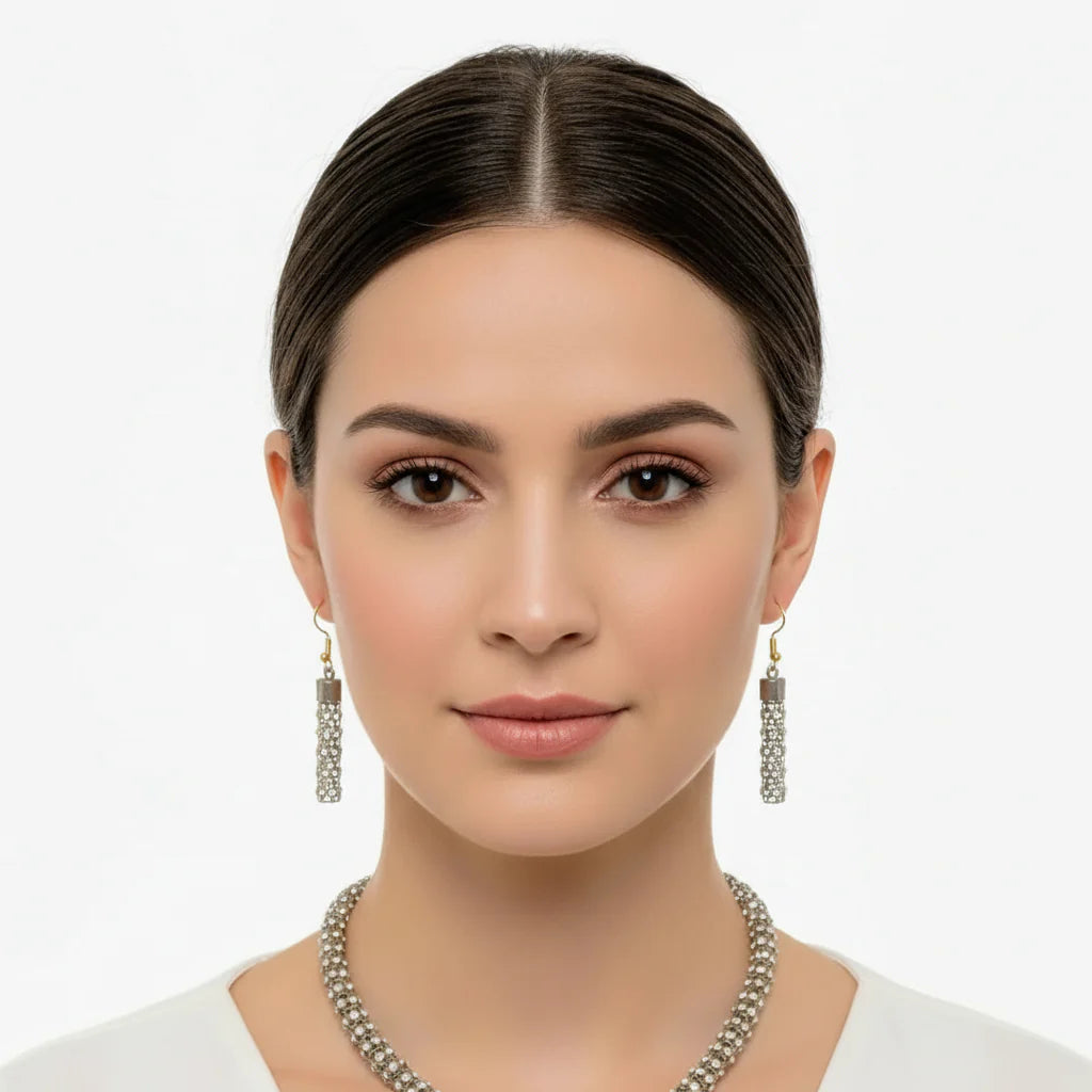Stone Silver Chain Necklace