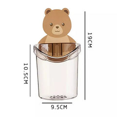 Cute Bear Cup Wall Mounted Toothbrush, Toothpaste, Razor Holder